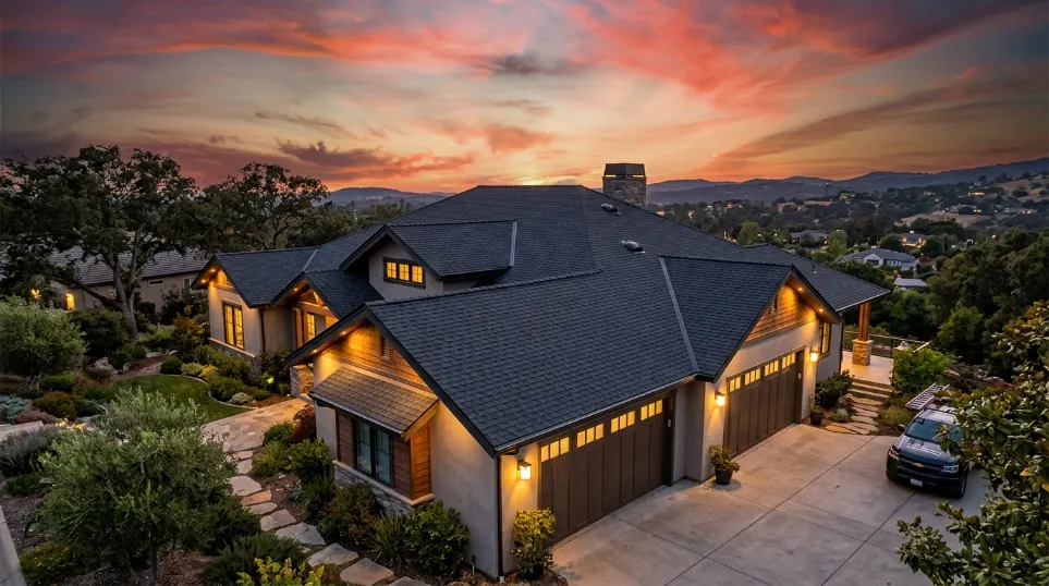 Residential roof repair in a Southern California neighborhood