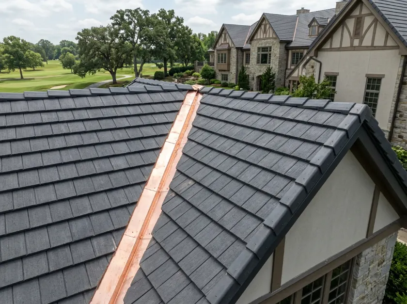 Roof inspection and architectural details in Lakewood Country Club, Lakewood