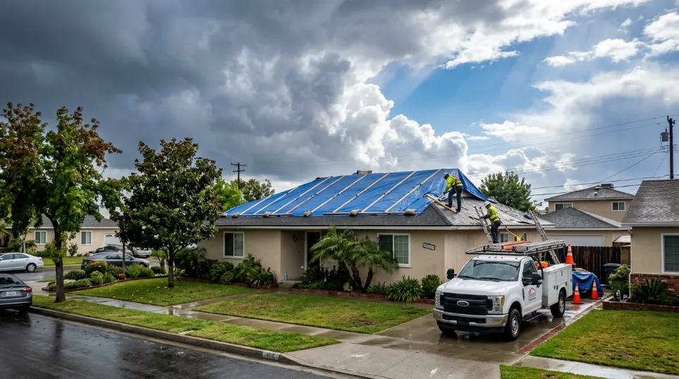 Emergency Roof Repair project on residential home in Lakewood California