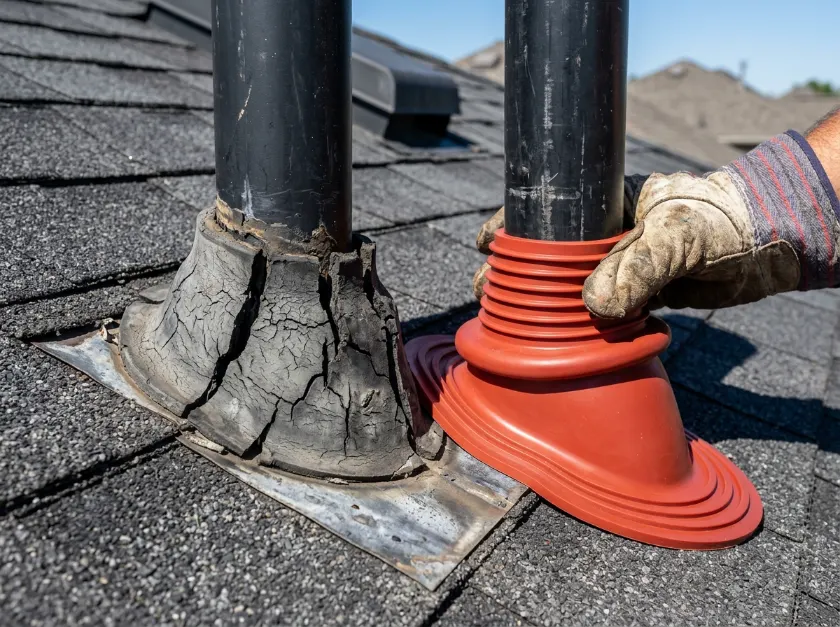 Detailed inspection and Roof Pipe Boot Repair in Lakewood, California