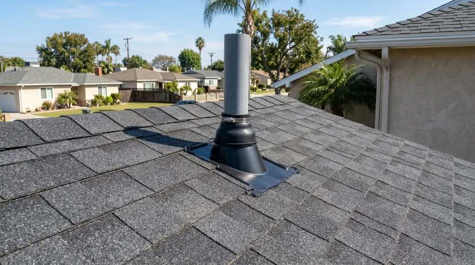 Roof Pipe Boot Repair project on residential home in Lakewood California