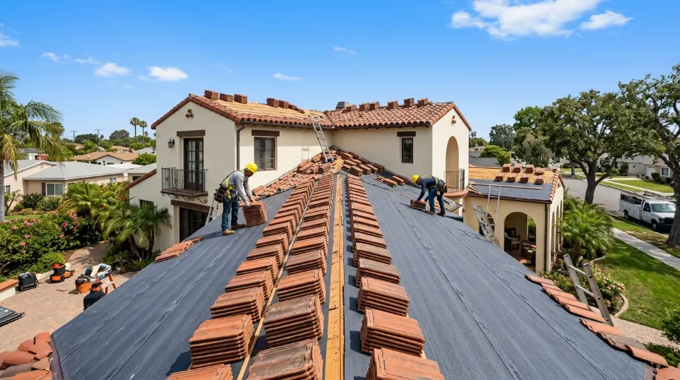 Roof Underlayment Repair project on residential home in Lakewood California