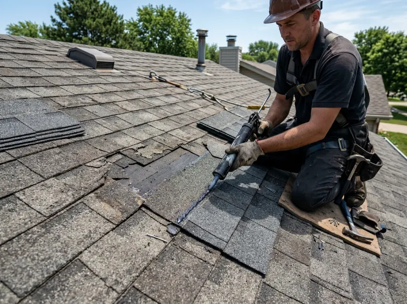 Detailed inspection and Storm Damage Roof Repair in Lakewood, California
