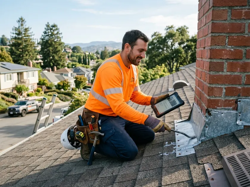Roof inspection on a residential home in Lakewood, California